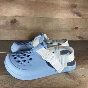 chaco chillos clog womens size 7 shoes blue slip on comfort sandals